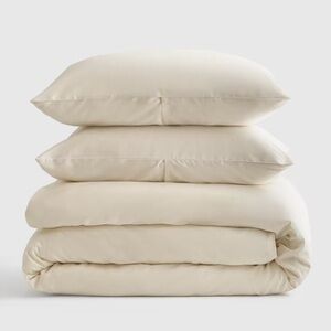 QUINCE Organic Cotton Sateen Duvet Cover Set King/Cal King Ivory 4487